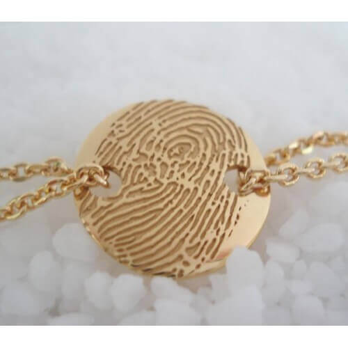 Les Empreintes : bracelet chaîne double pastille personnalisable (or)