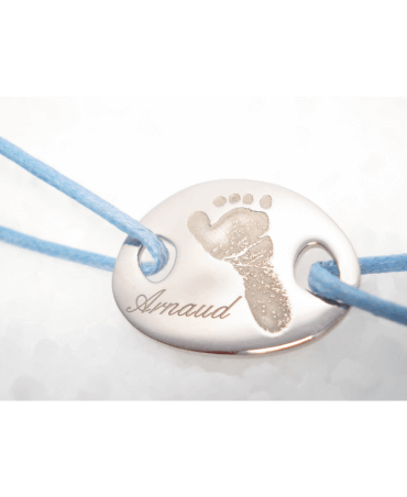 Les Empreintes : bracelet cordon mini galet argent