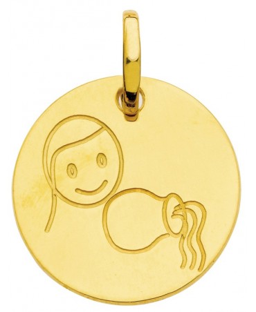 Pendentif zodiaque signe Verseau (or jaune)