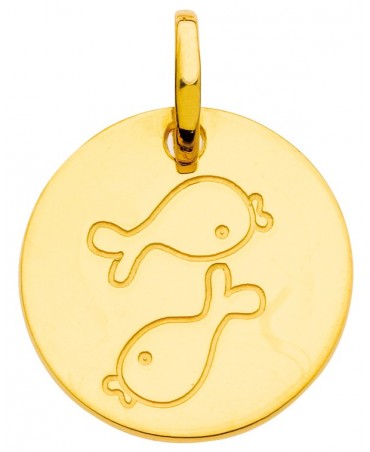 Pendentif zodiaque signe Poisson (or jaune)