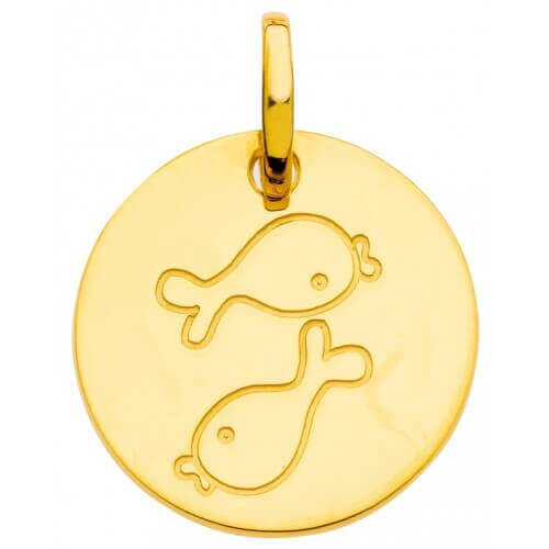 Pendentif zodiaque signe Poisson (or jaune)