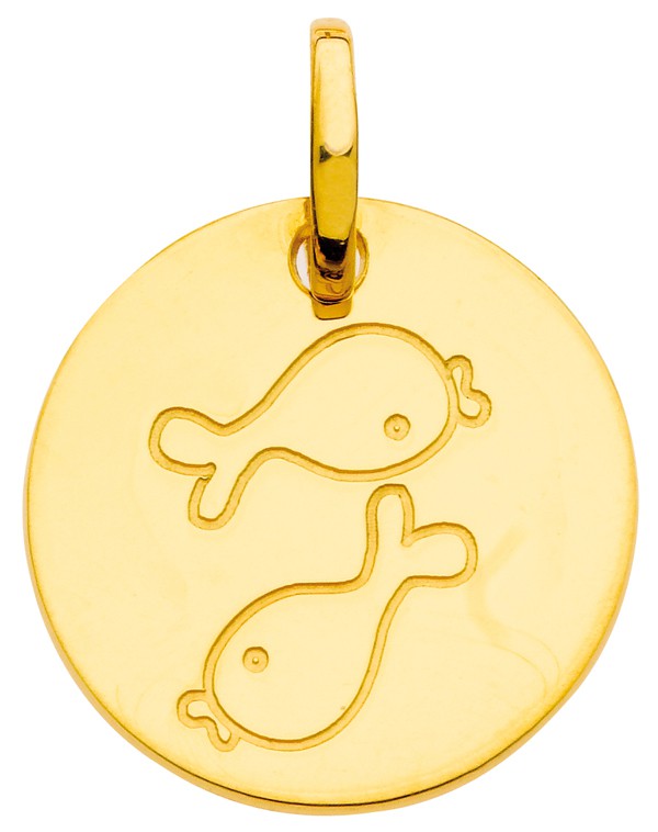 Pendentif Médaille Déesse Porte-bonheur En Or Jaune 18 Carats - 1,15 Grammes
