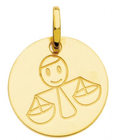 Pendentif zodiaque signe Balance (or jaune)