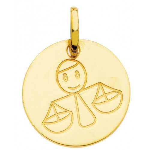 Pendentif zodiaque signe Balance (or jaune)
