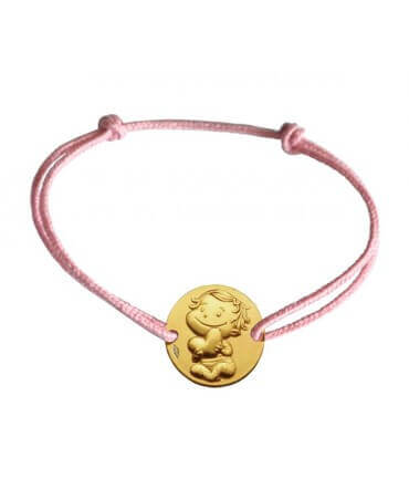 La fée galipette : bracelet médaille câline or jaune