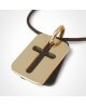 Mikado : pendentif croix Hallelujah (corne et or jaune)