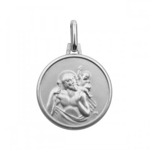 Médaille Saint Christophe Or Blanc 9 carats de AUGIS